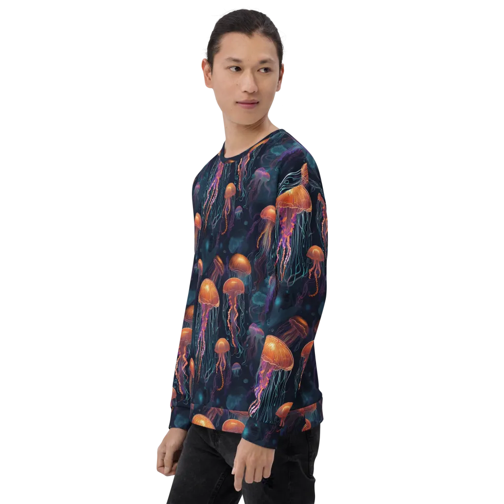 Jellyfish Reverie on Sweatshirt — Left sleeve