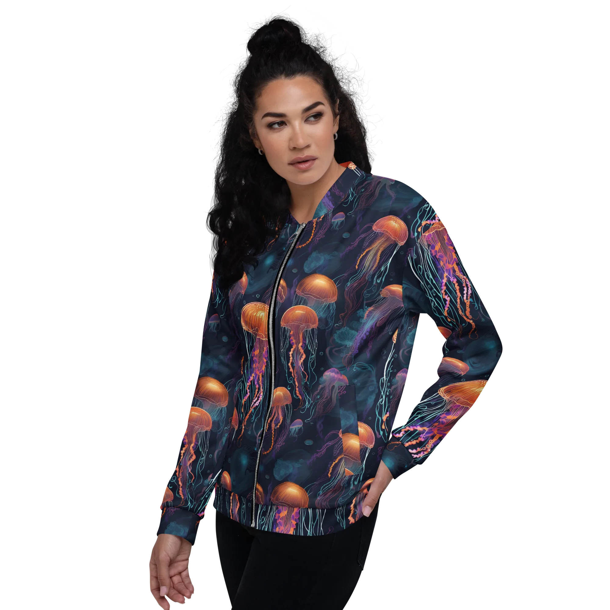 Jellyfish Reverie on Bomber Jacket — Left sleeve