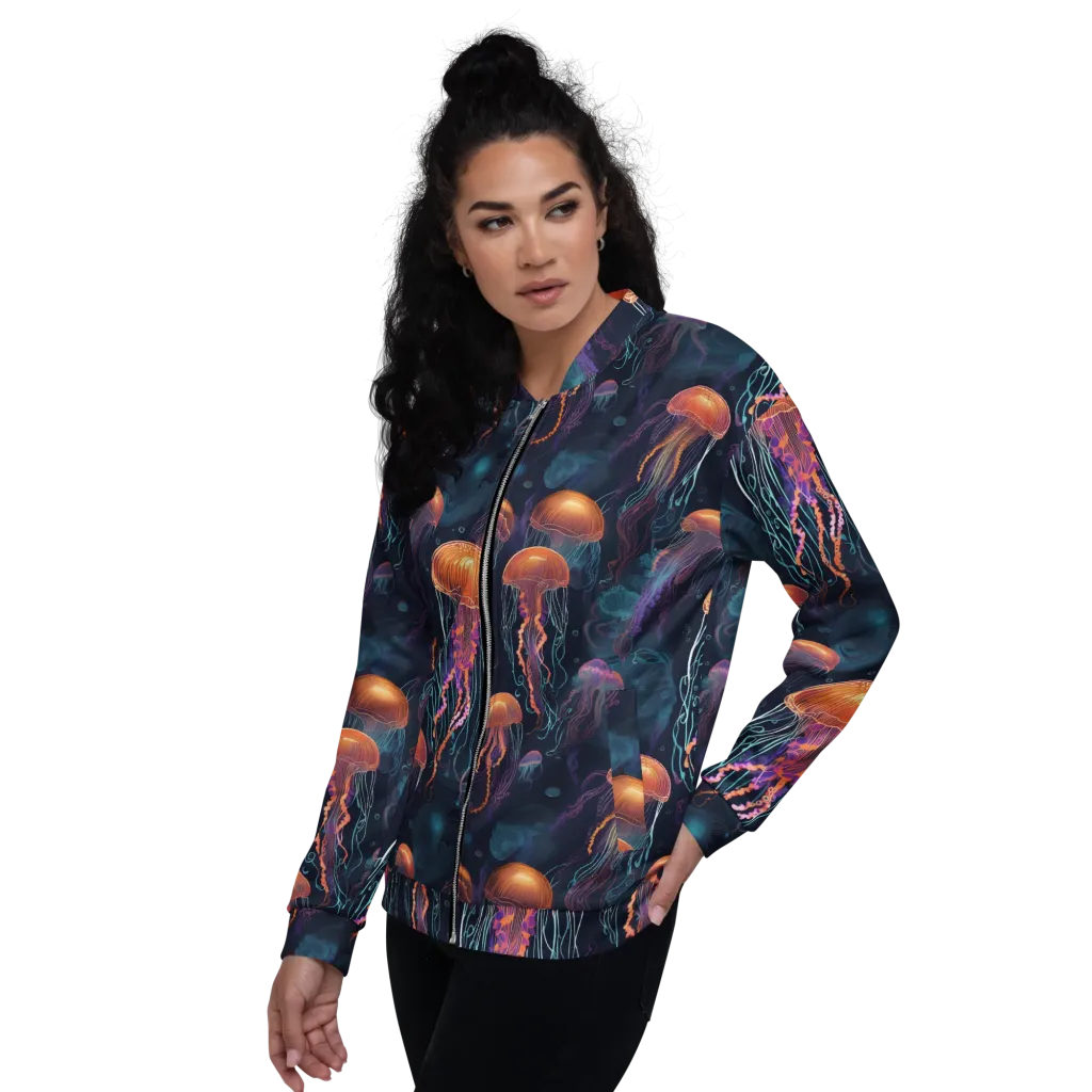 Jellyfish Reverie on Bomber Jacket — Left sleeve