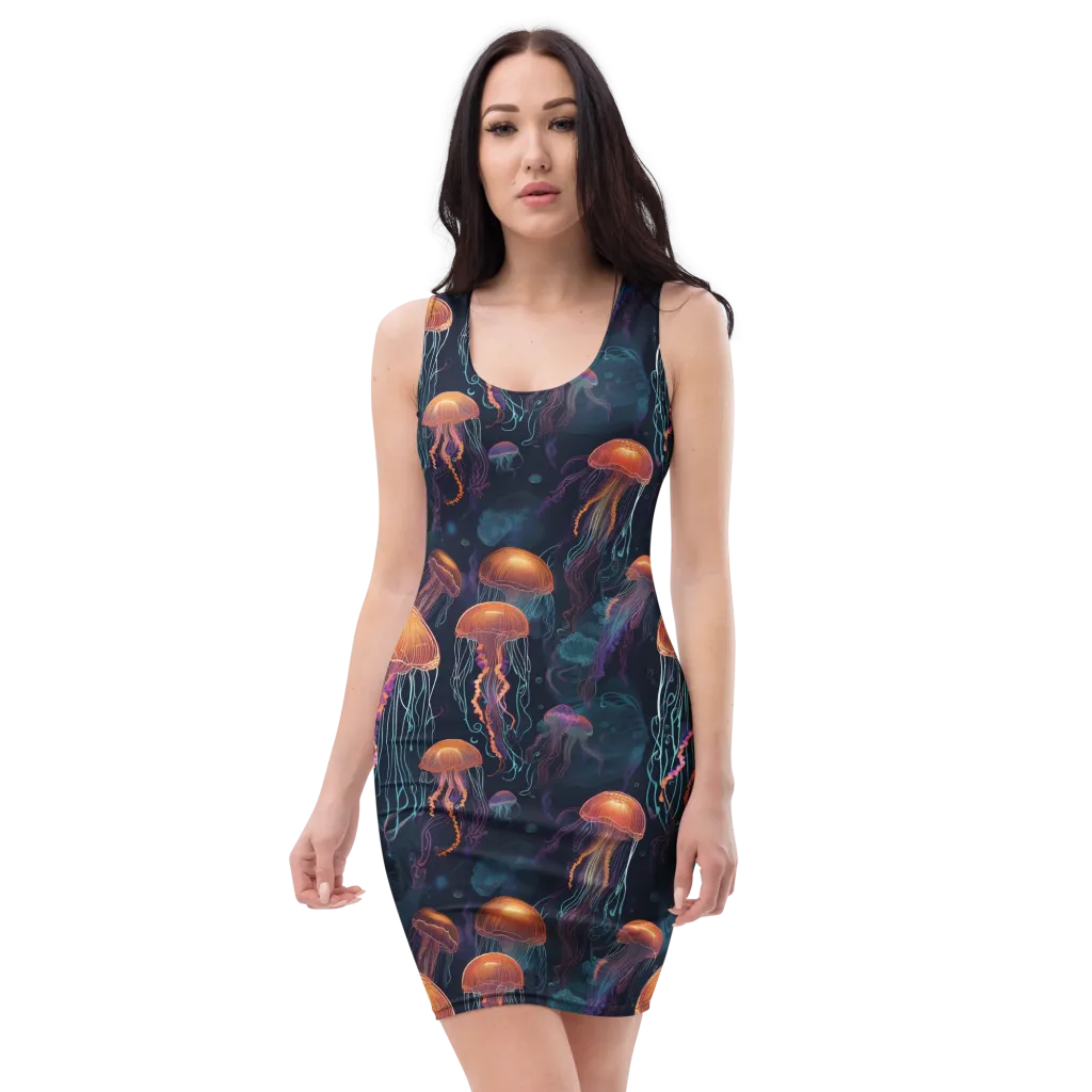 Jellyfish Reverie on Bodycon Dress — Front