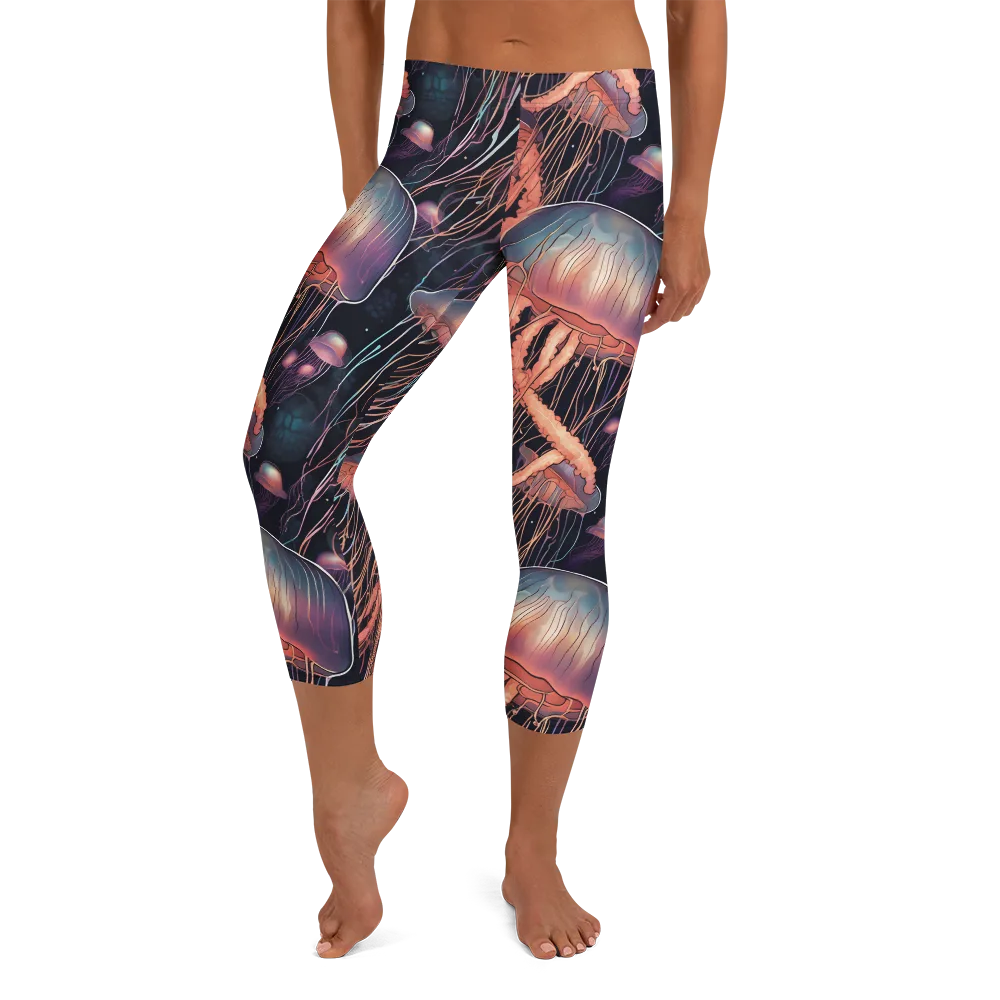 Neon Medusa on Capri Leggings — Front