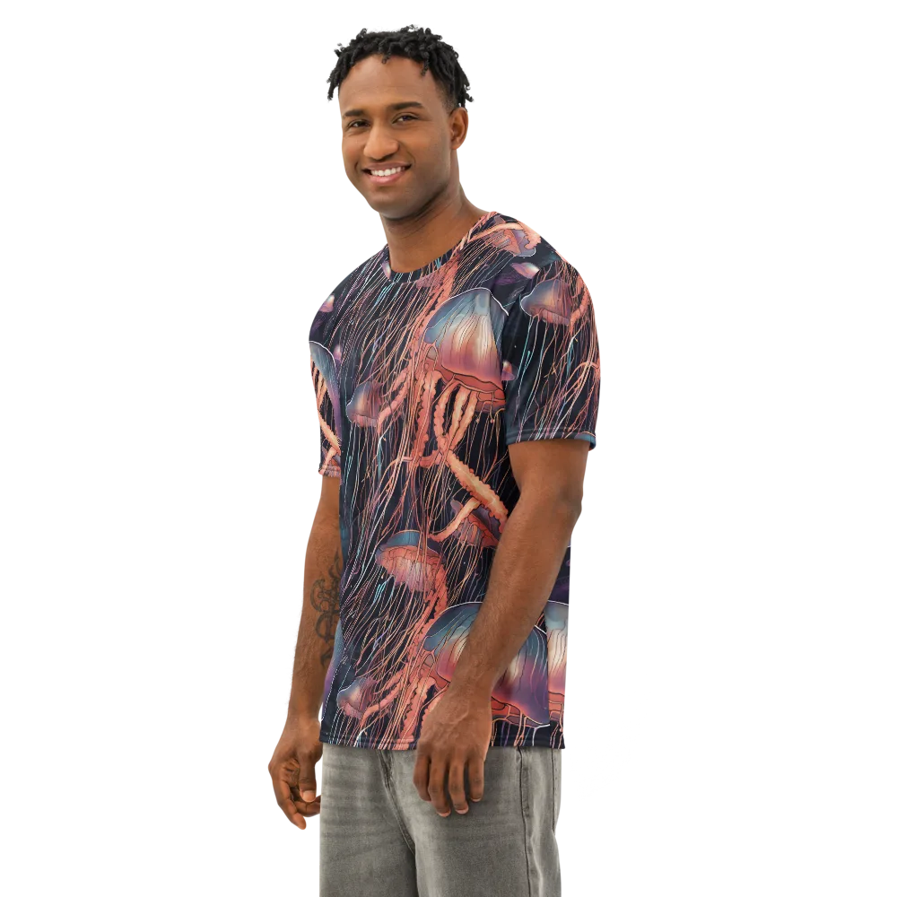 Neon Medusa on Men's Cotton Crew Neck T-Shirt — Left Front