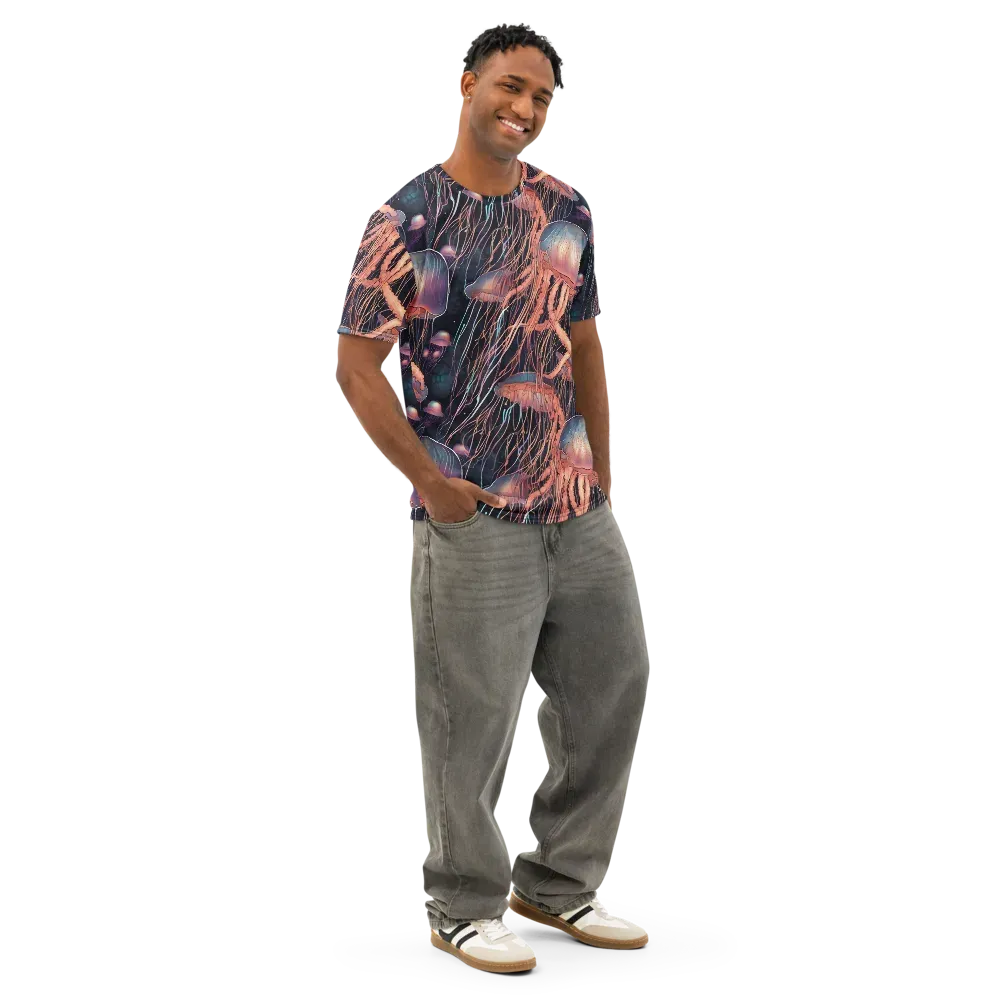 Neon Medusa on Men's Cotton Crew Neck T-Shirt — Right Front