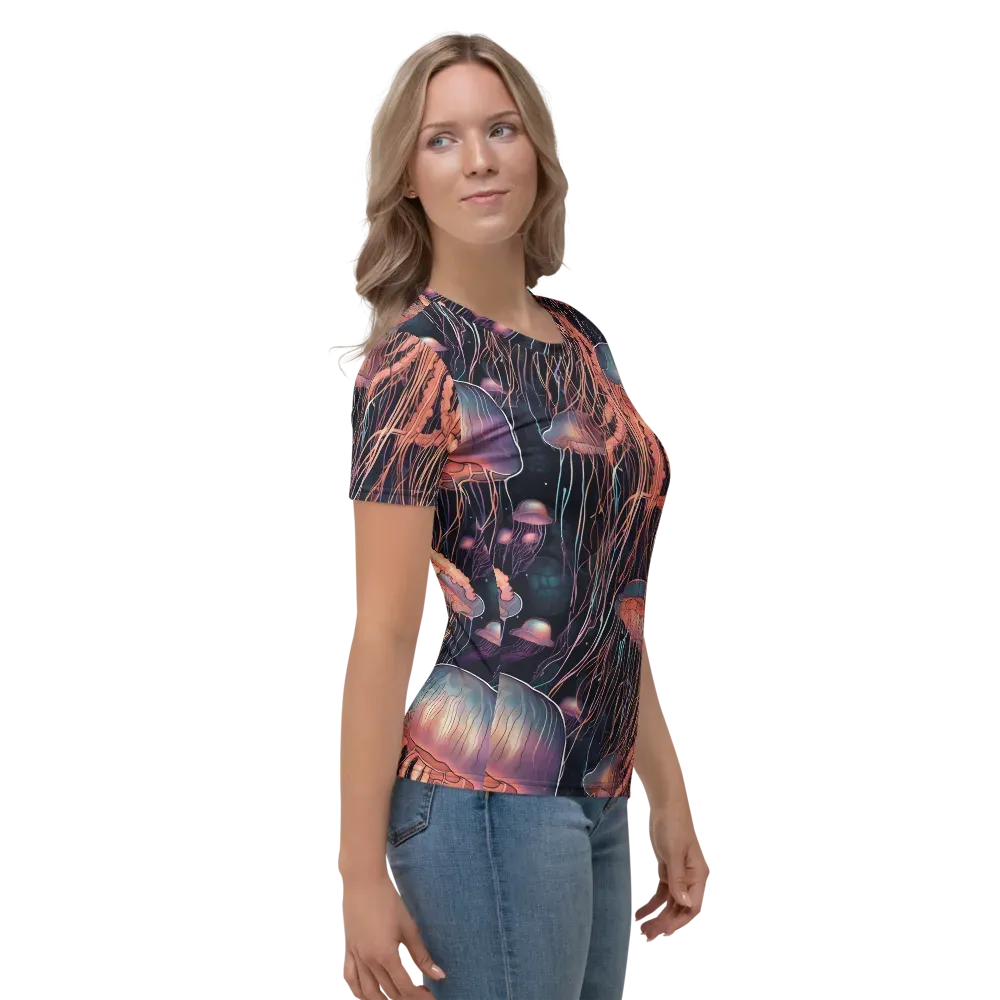 Neon Medusa on Women's Crew Neck T-Shirt — Back print