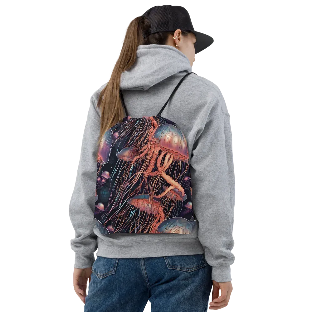 Neon Medusa on Drawstring Bag — Front