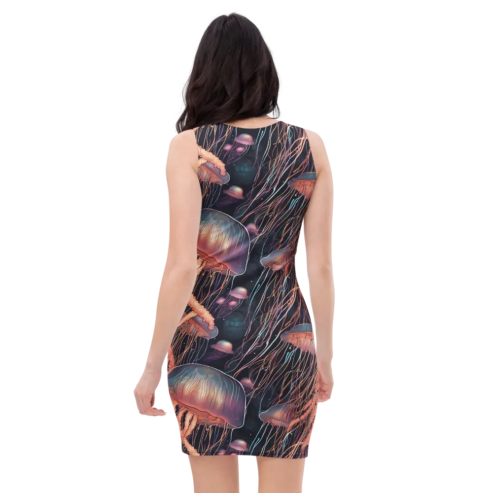 Neon Medusa on Bodycon Dress — Back