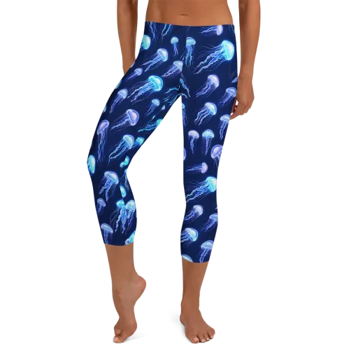 Electric Jellyfish on a Capri Leggings