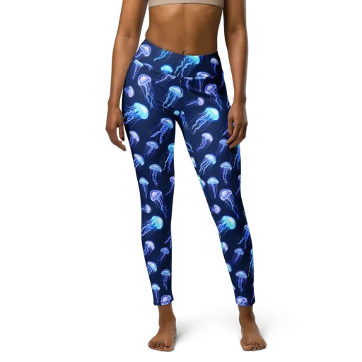 Electric Jellyfish on a Yoga Leggings
