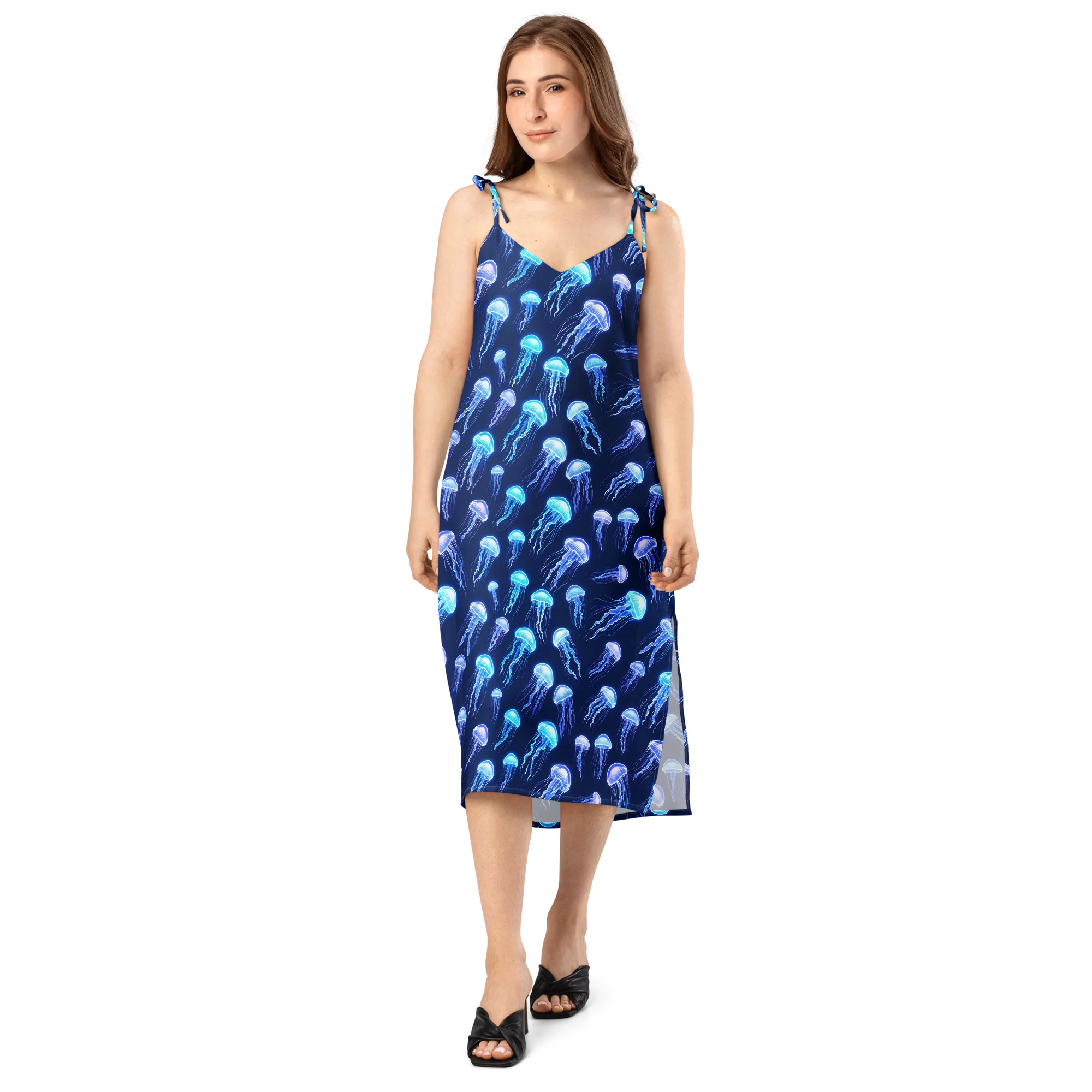 Electric Jellyfish on Slip Dress — Front