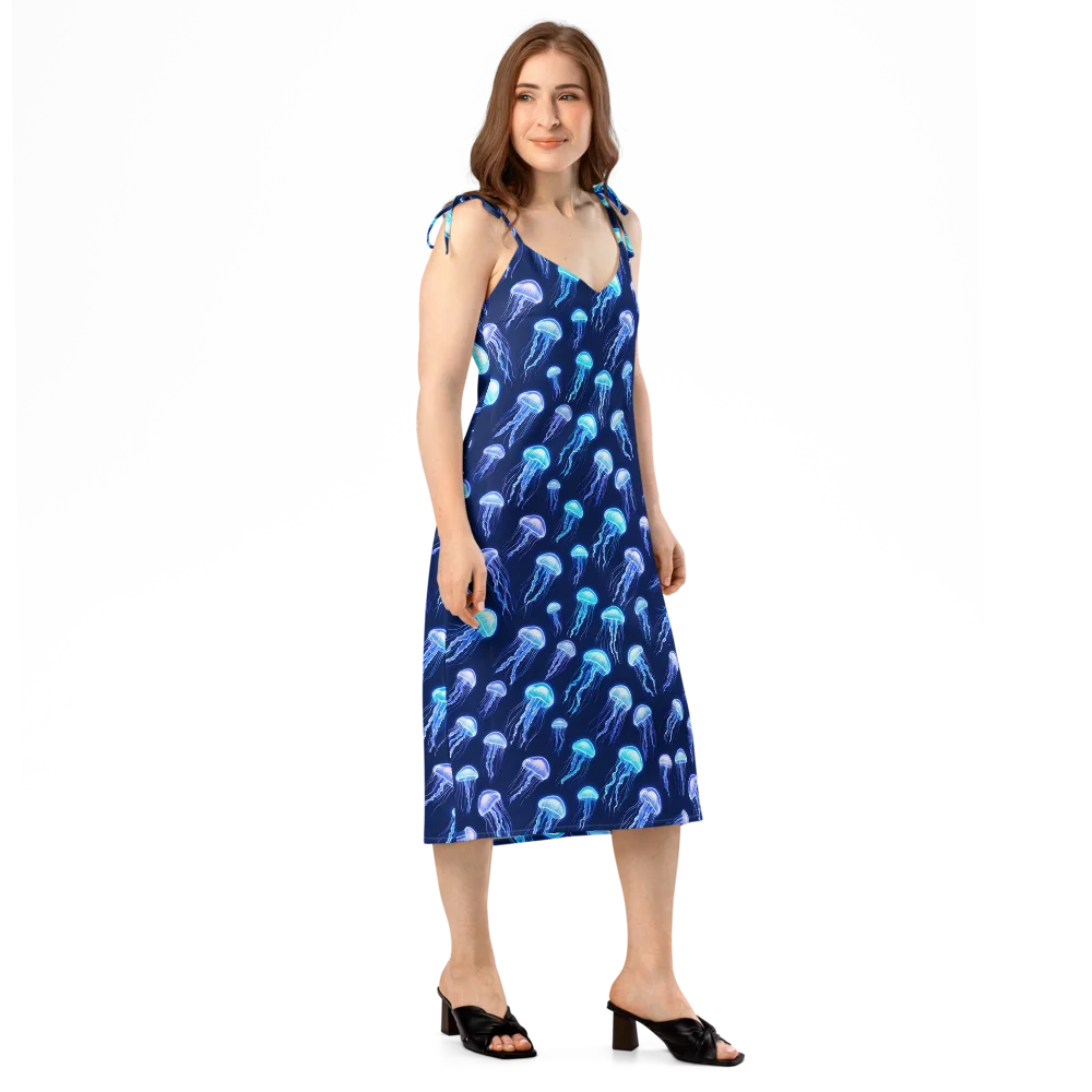 Electric Jellyfish on Slip Dress — Right Front