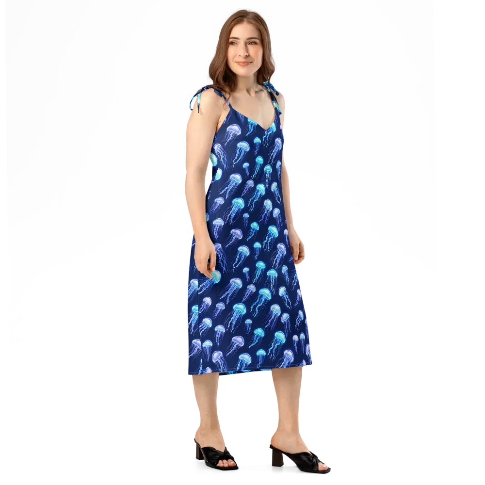 Electric Jellyfish on Slip Dress — Right Front