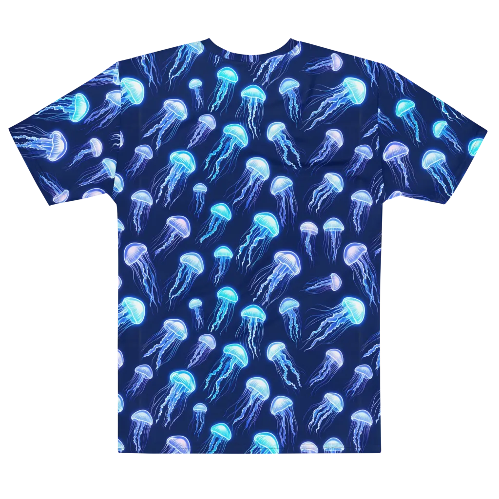 Electric Jellyfish on Men's Cotton Crew Neck T-Shirt — Front print