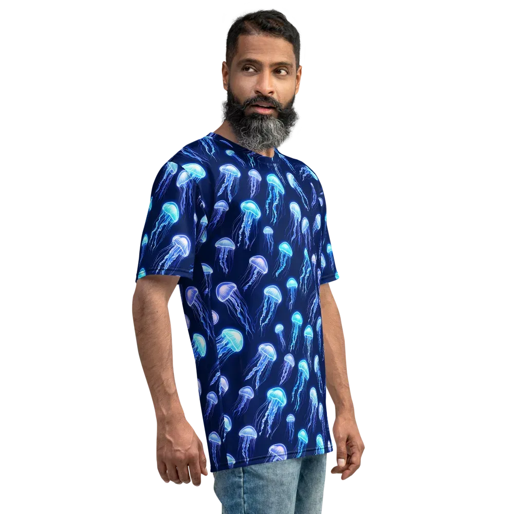 Electric Jellyfish on Men's Crew Neck T-Shirt — Back print