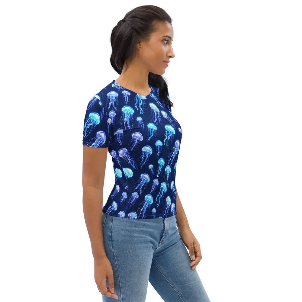 Electric Jellyfish on Women's Crew Neck T-Shirt — Back print