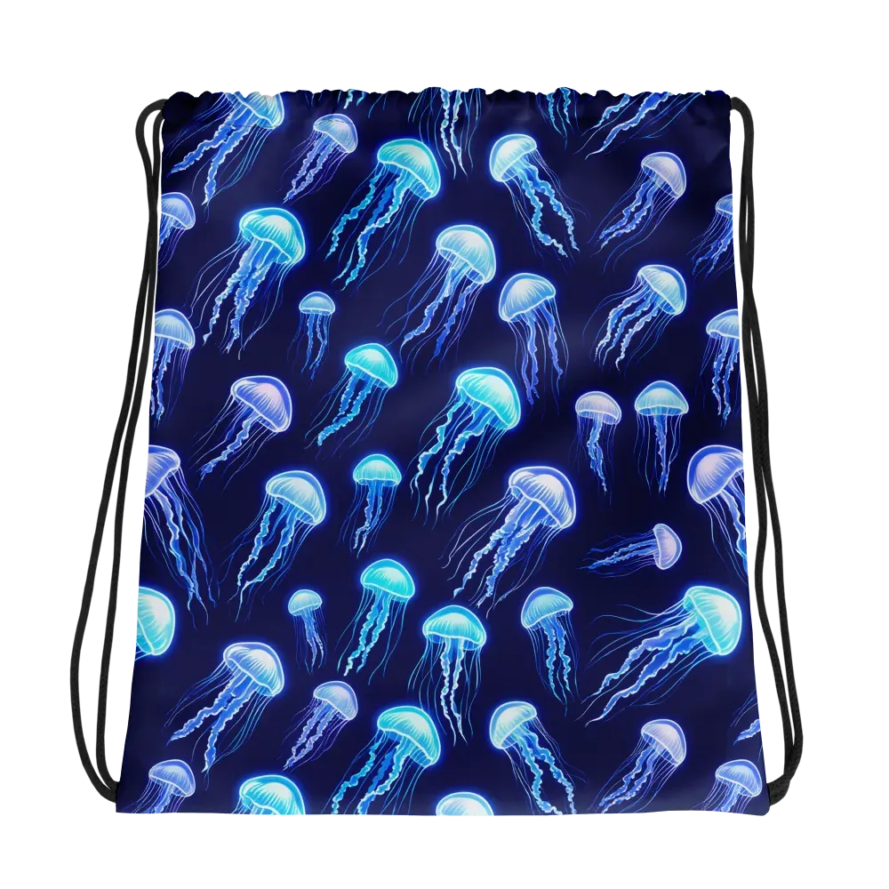 Electric Jellyfish on Drawstring Bag — Mockup
