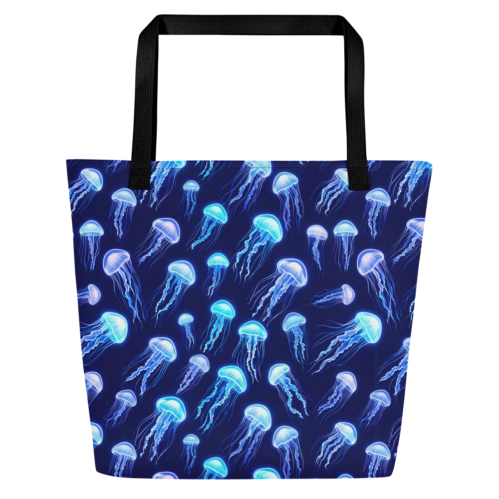 Electric Jellyfish on Large Tote Bag W/ Pocket — Front
