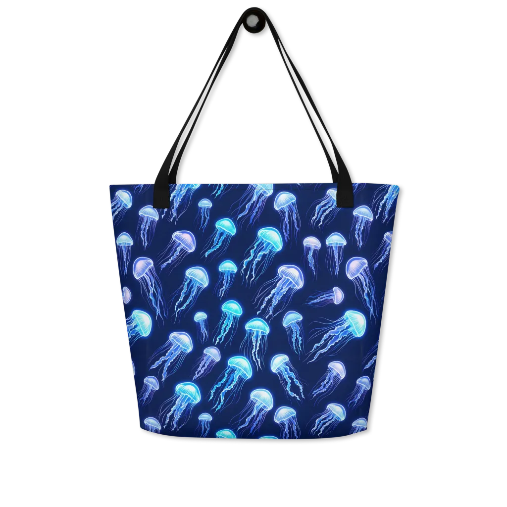 Electric Jellyfish on Large Tote Bag W/ Pocket — Print file