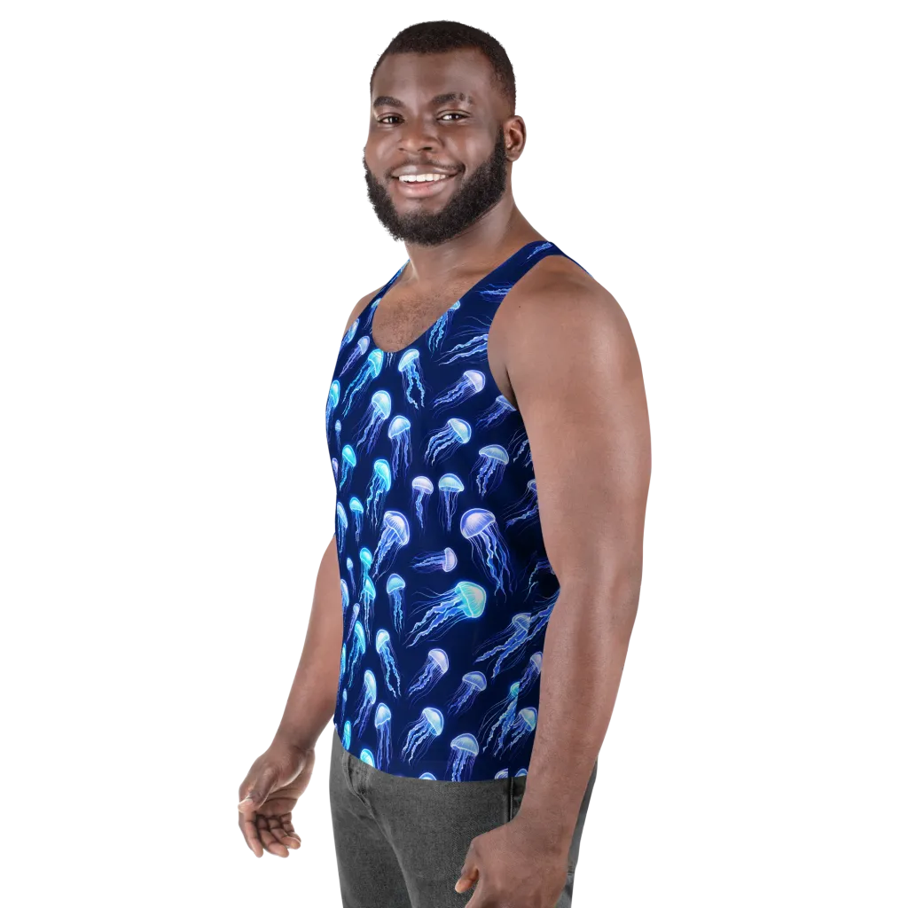 Electric Jellyfish on Men's Tank Top — Left Front
