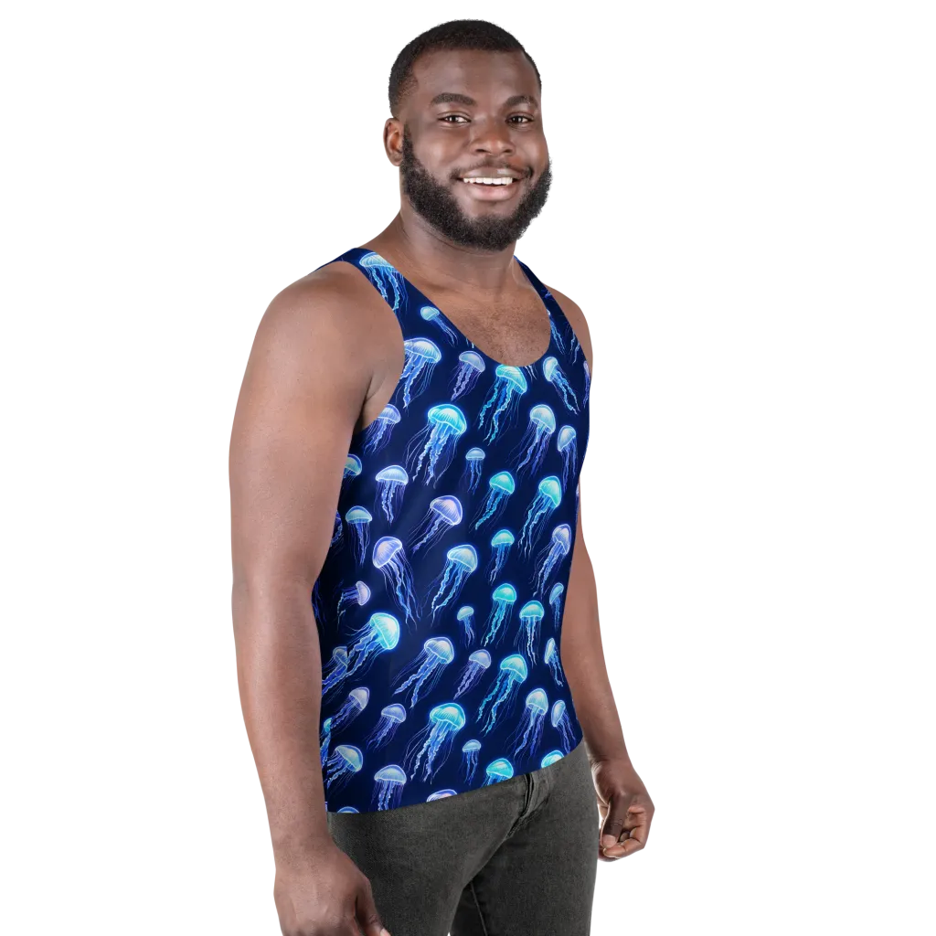 Electric Jellyfish on Men's Tank Top — Right Front