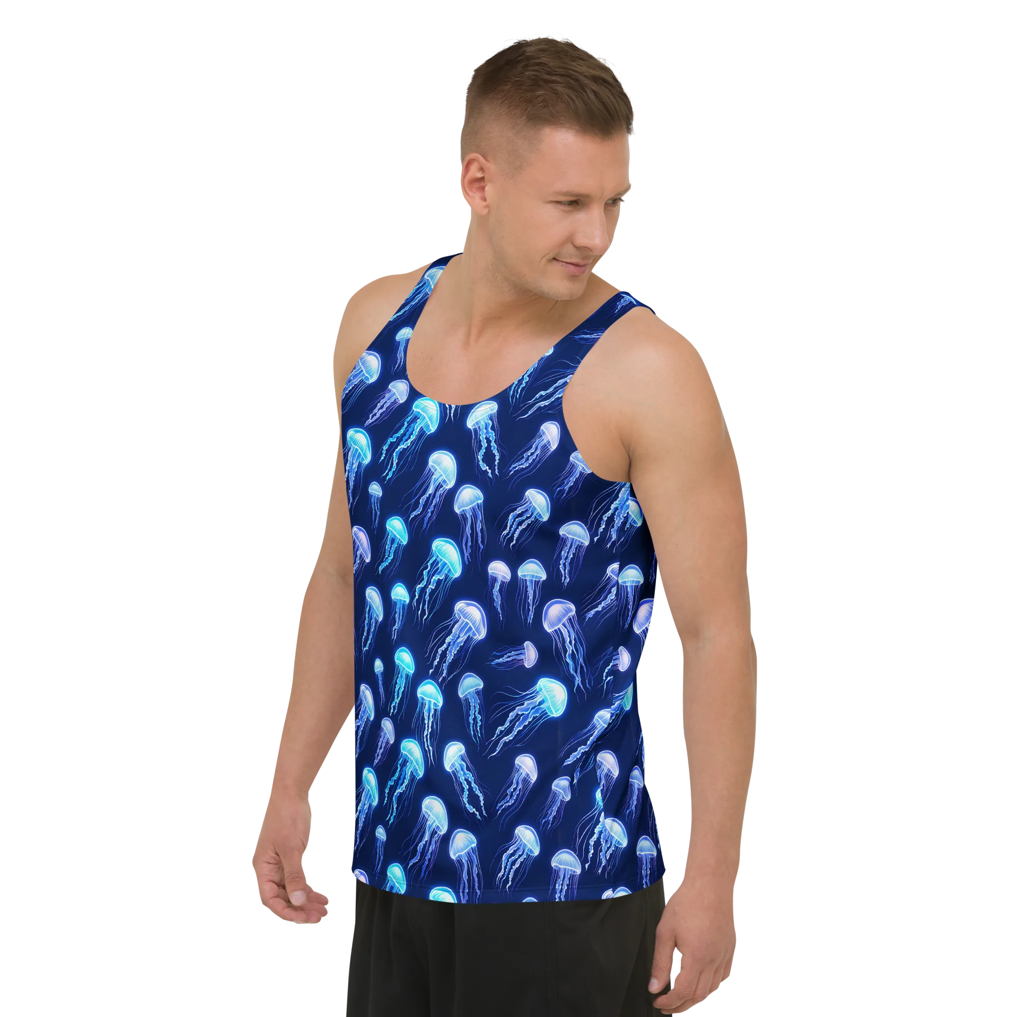 Electric Jellyfish on Men's Tank Top — Front print