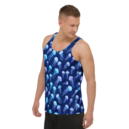 Electric Jellyfish on a Men's Tank Top