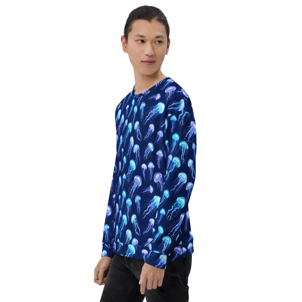 Electric Jellyfish on Sweatshirt — Left sleeve