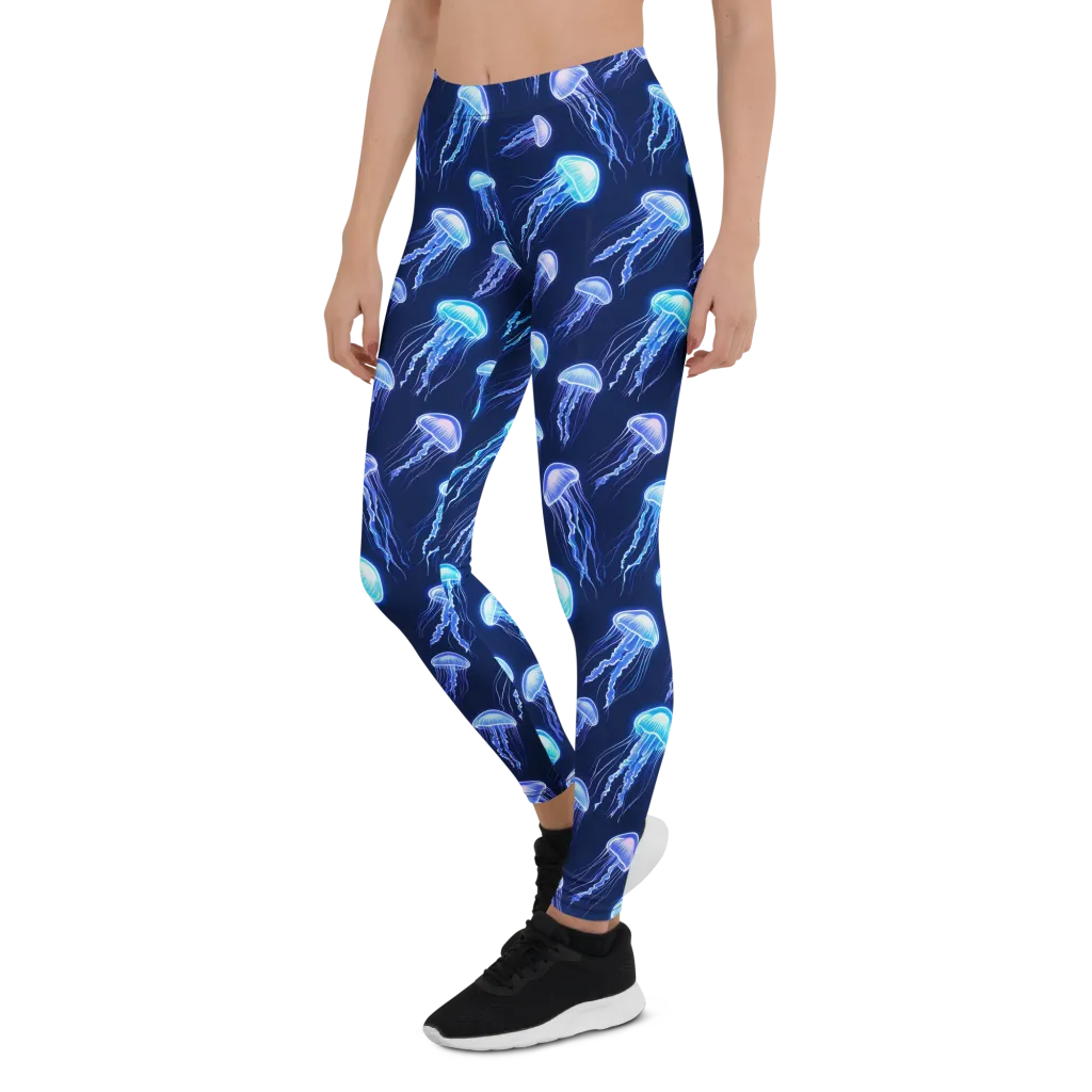 Electric Jellyfish on Leggings — Left Front