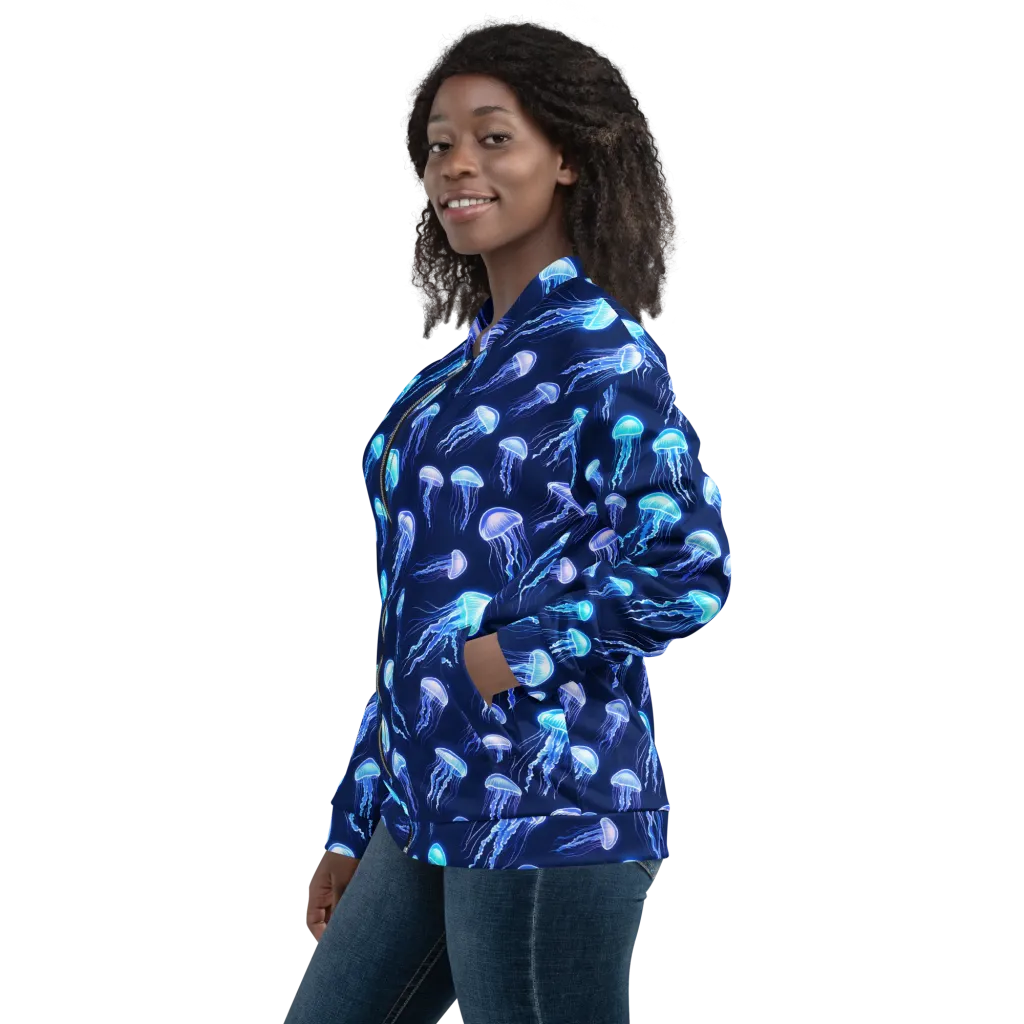 Electric Jellyfish on Bomber Jacket — Left sleeve