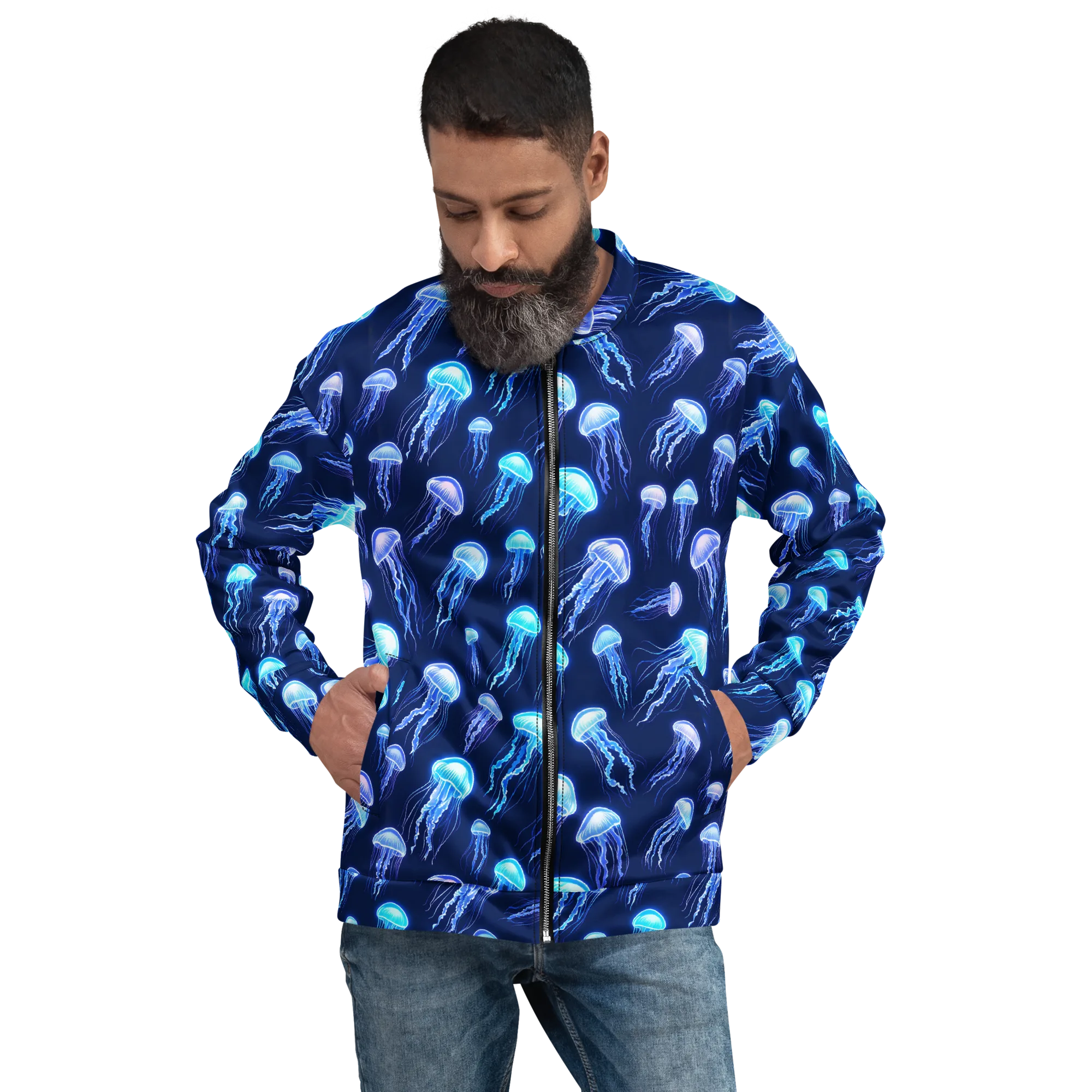Electric Jellyfish on Bomber Jacket — Front print