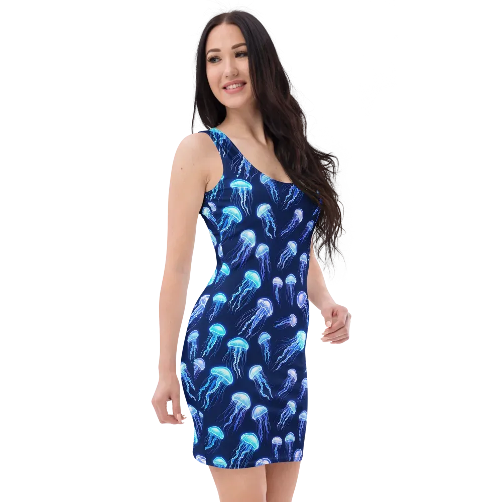 Electric Jellyfish on Bodycon Dress — Right Front