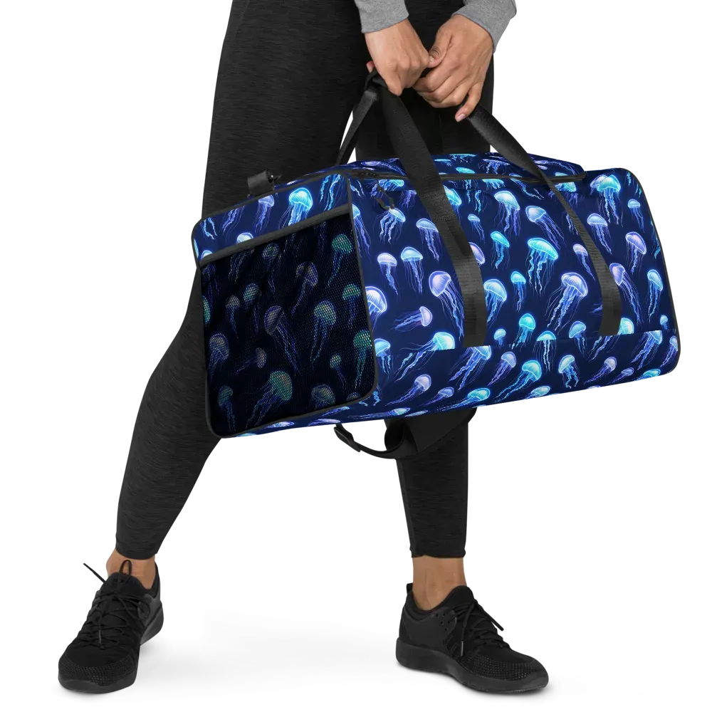 Electric Jellyfish on Duffle Bag — Right Front