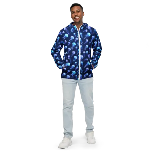 Electric Jellyfish on a Men's Windbreaker