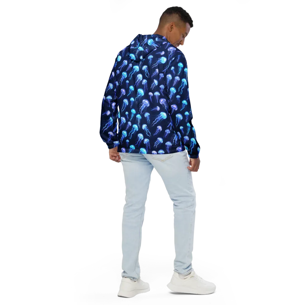 Electric Jellyfish on Men's Windbreaker — Back