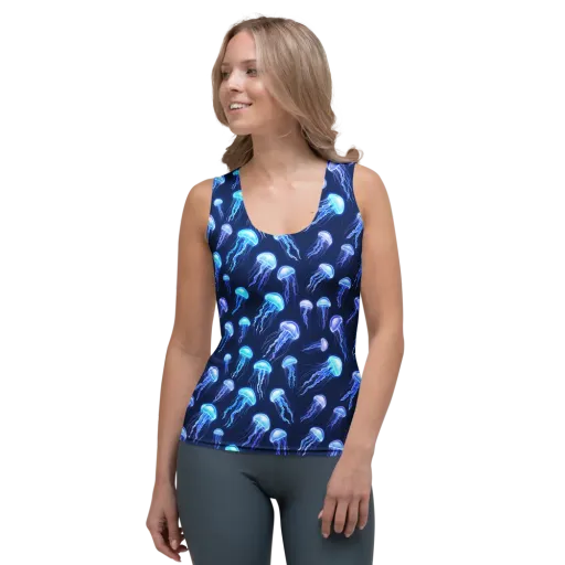 Electric Jellyfish on a Women's Tank Top