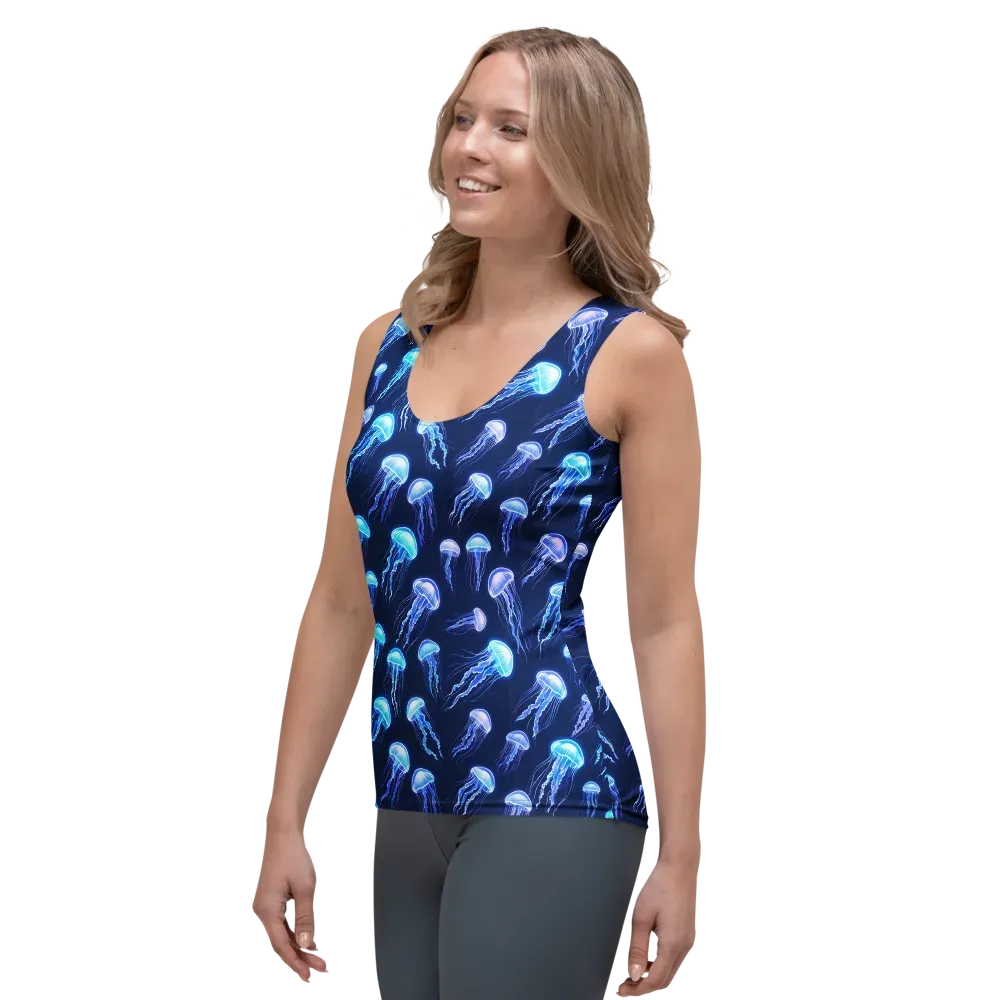 Electric Jellyfish on Women's Tank Top — Left Front
