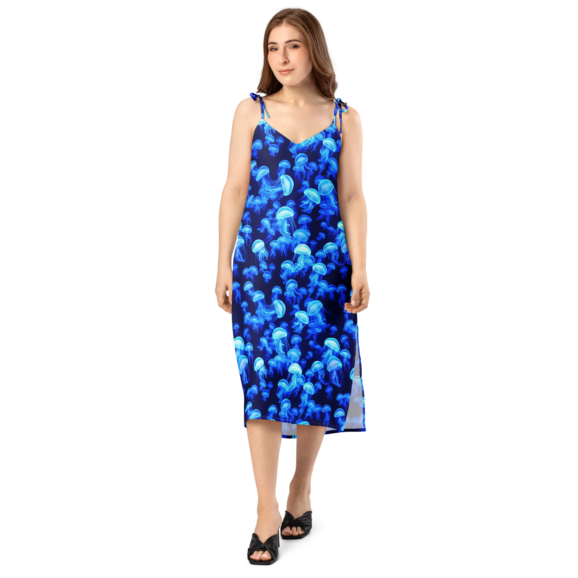 Azure Bloom on Slip Dress — Front