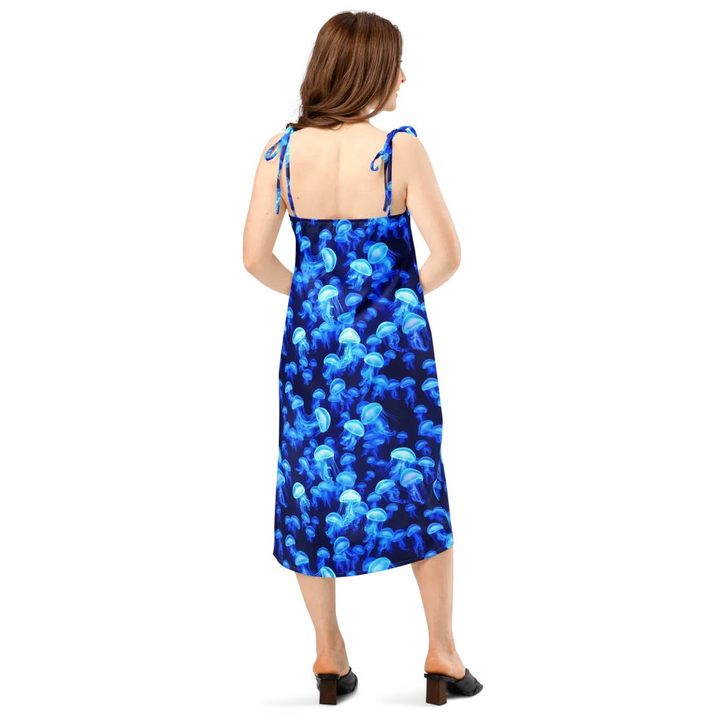 Azure Bloom on Slip Dress — Back