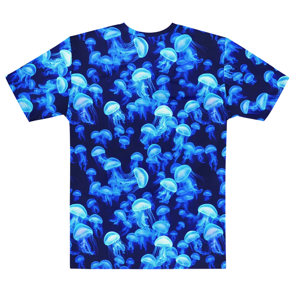 Azure Bloom on Men's Cotton Crew Neck T-Shirt — Front print