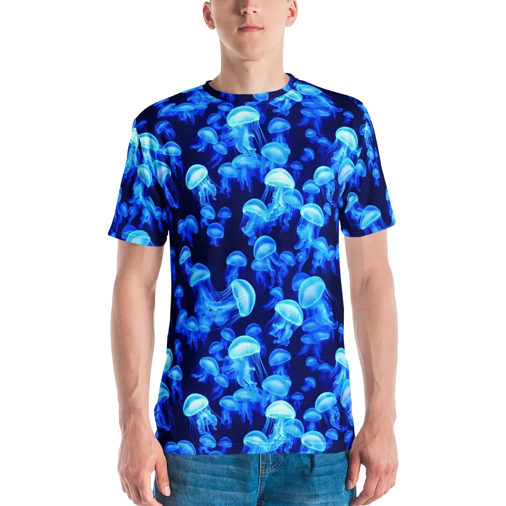 Azure Bloom on Men's Crew Neck T-Shirt — Front