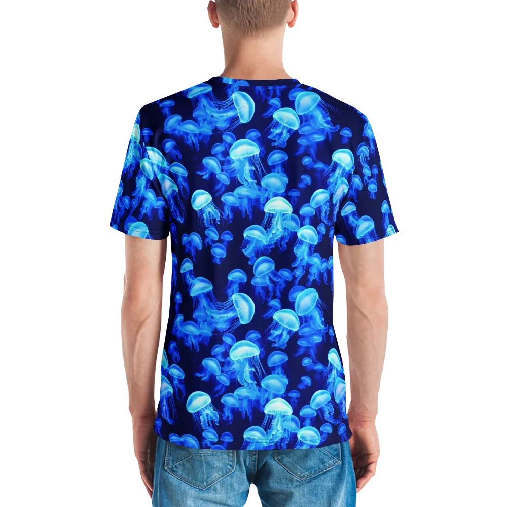 Azure Bloom on Men's Crew Neck T-Shirt — Back