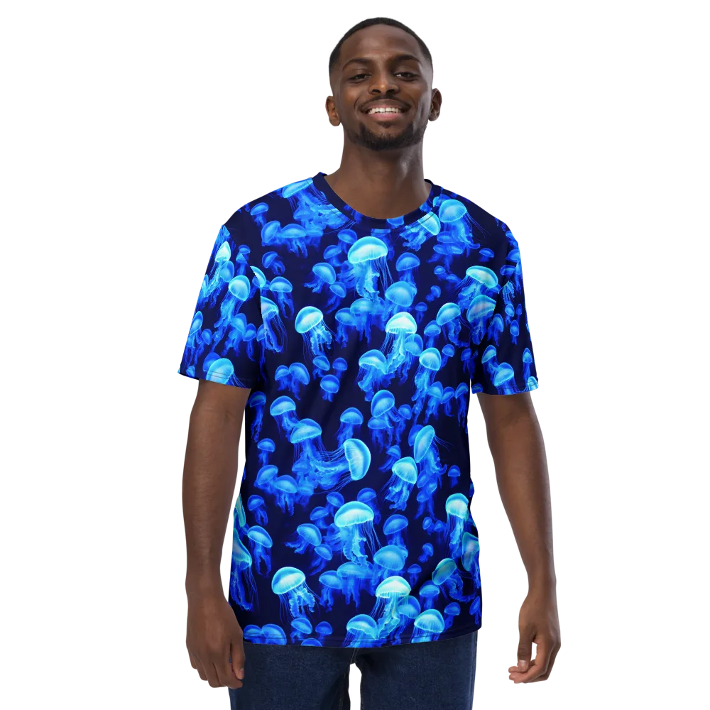 Azure Bloom on Men's Crew Neck T-Shirt — Back print