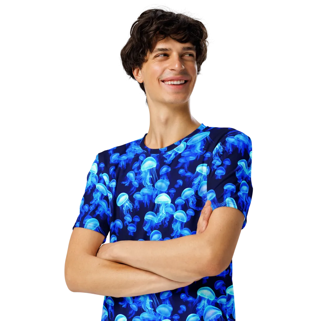 Azure Bloom on Men's Crew Neck T-Shirt — Front print