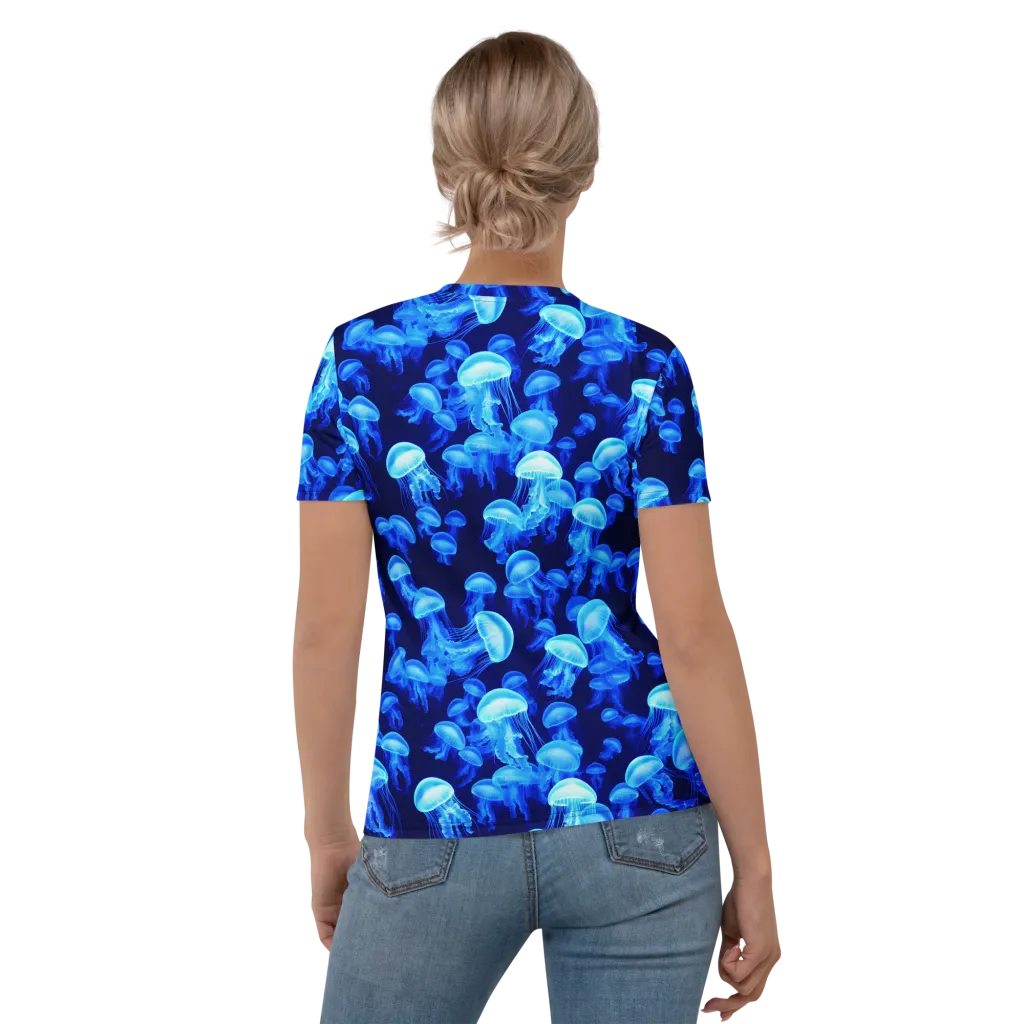 Azure Bloom on Women's Crew Neck T-Shirt — Back