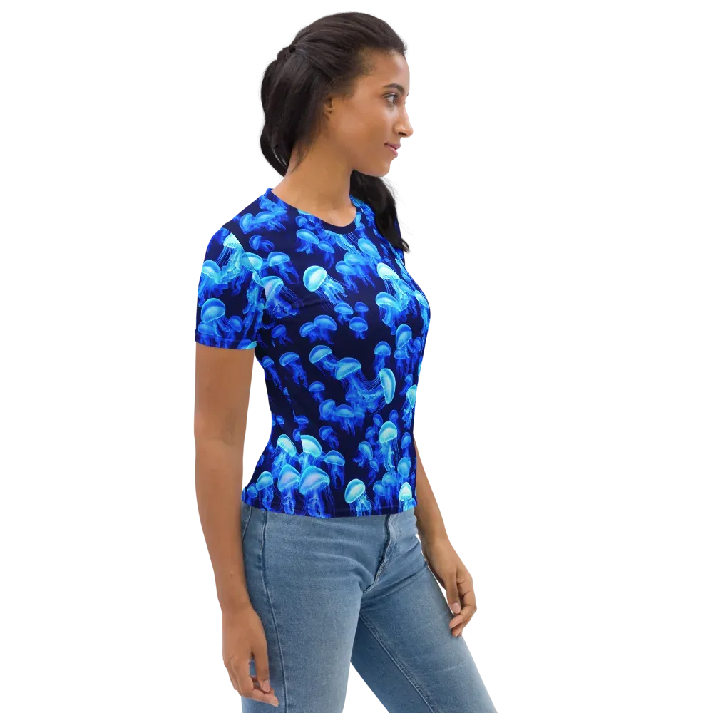 Azure Bloom on Women's Crew Neck T-Shirt — Back print