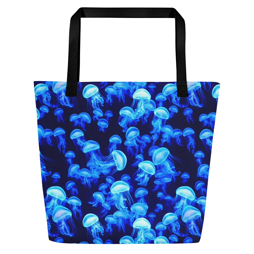 Azure Bloom on Large Tote Bag W/ Pocket — Front