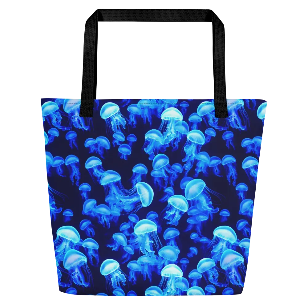 Azure Bloom on Large Tote Bag W/ Pocket — Front
