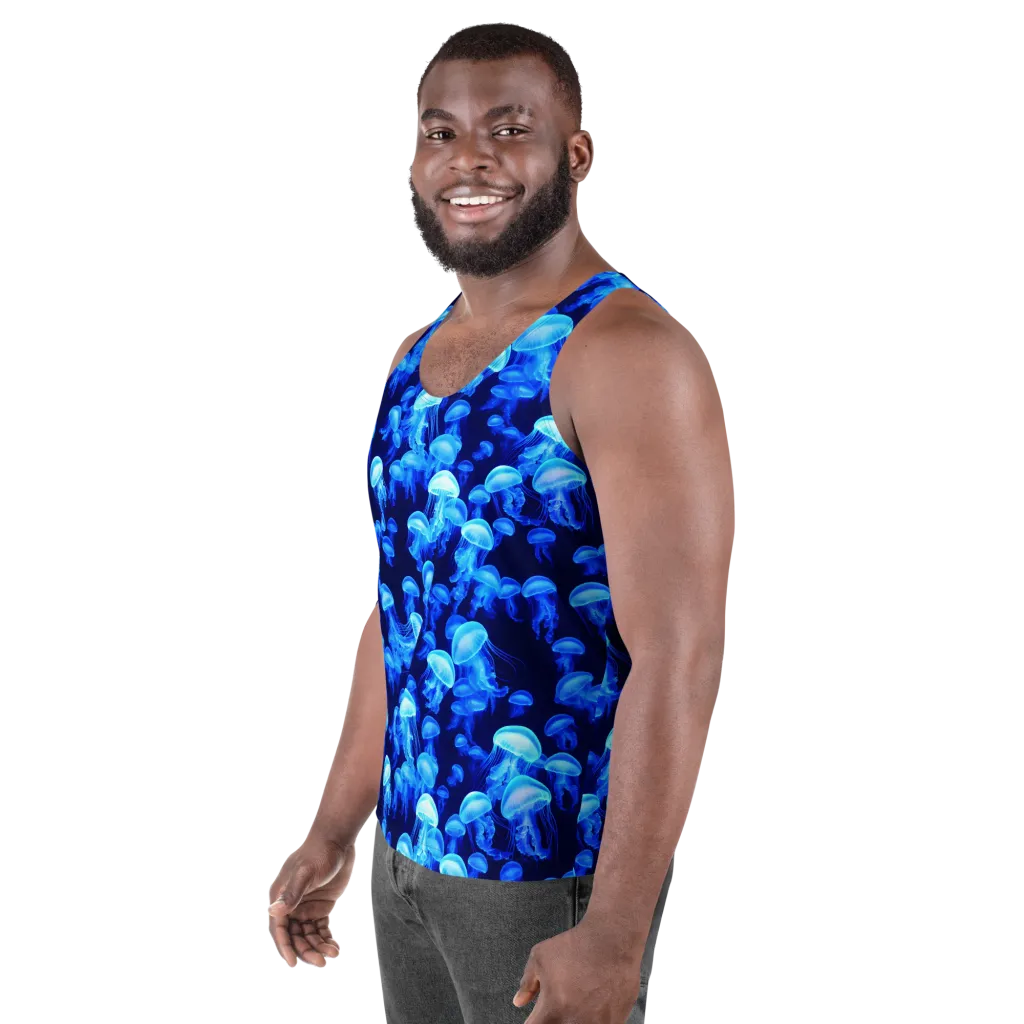Azure Bloom on Men's Tank Top — Left Front