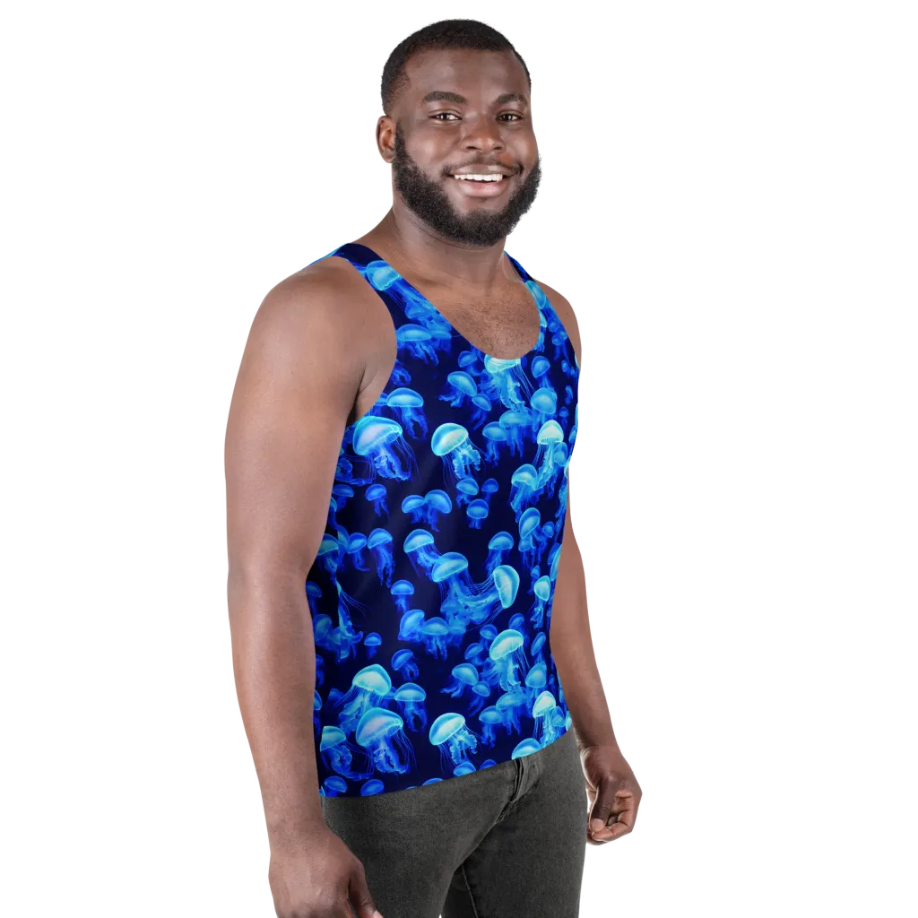 Azure Bloom on Men's Tank Top — Right Front