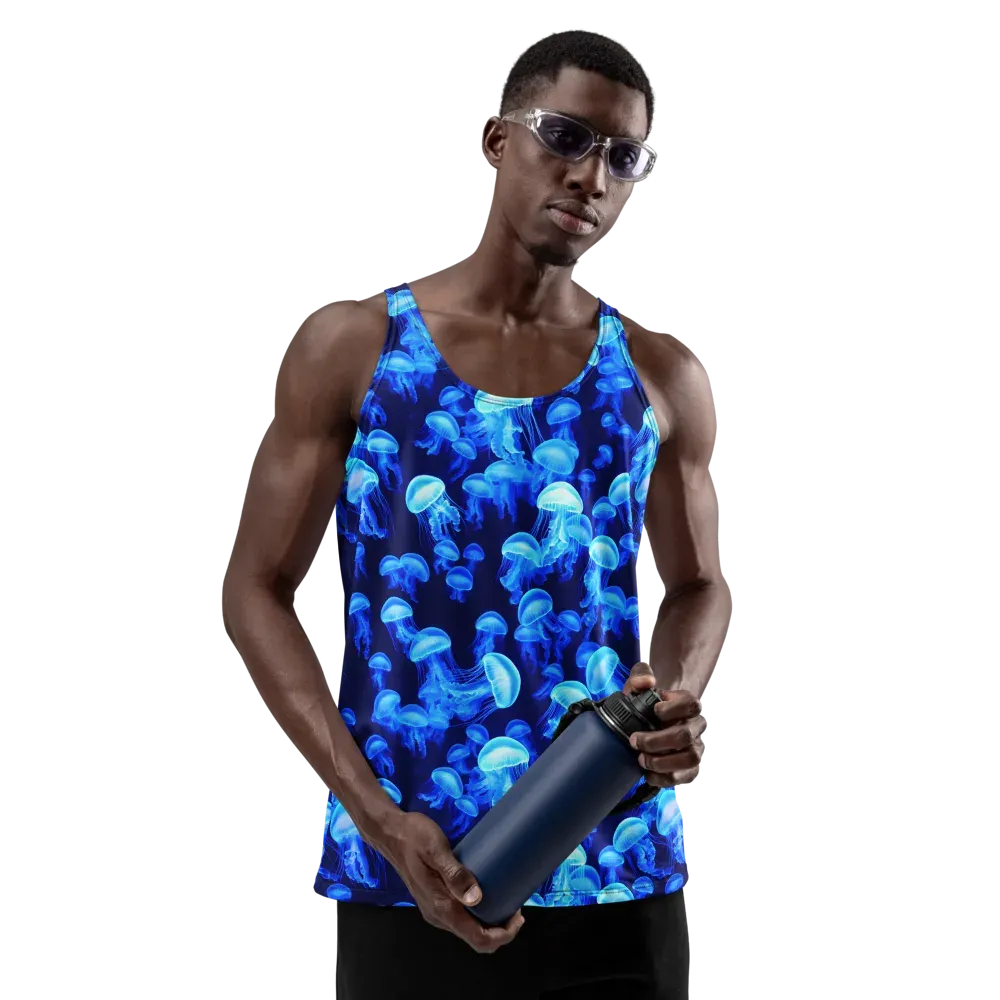 Azure Bloom on Men's Tank Top — Back print