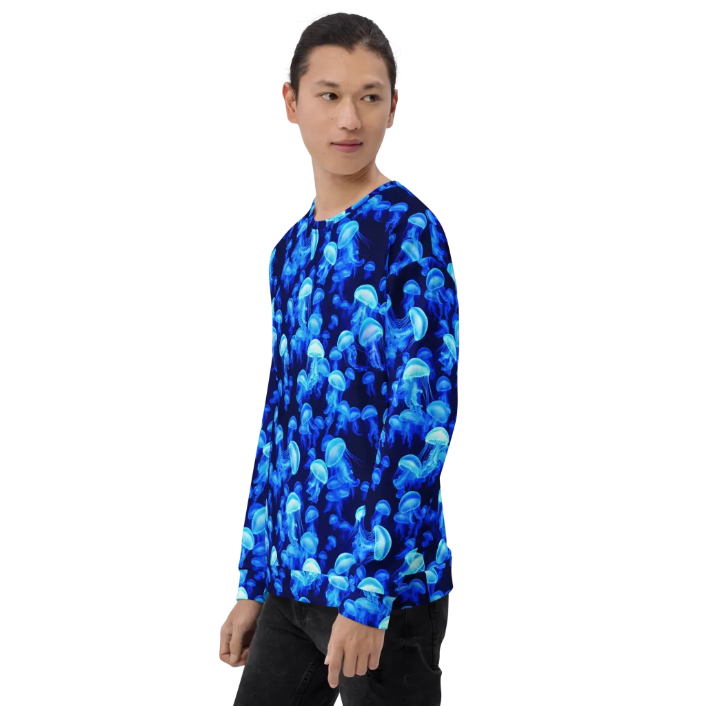 Azure Bloom on Sweatshirt — Left sleeve